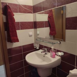 The bathroom.